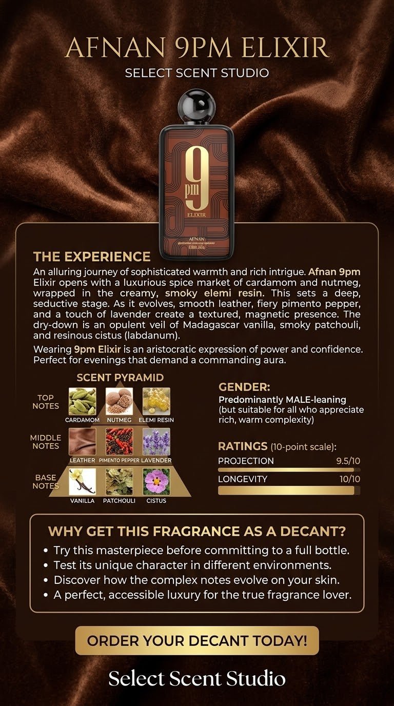 Afnan 9pm Elixir - Decant fragrance decant - Select Scent Studio