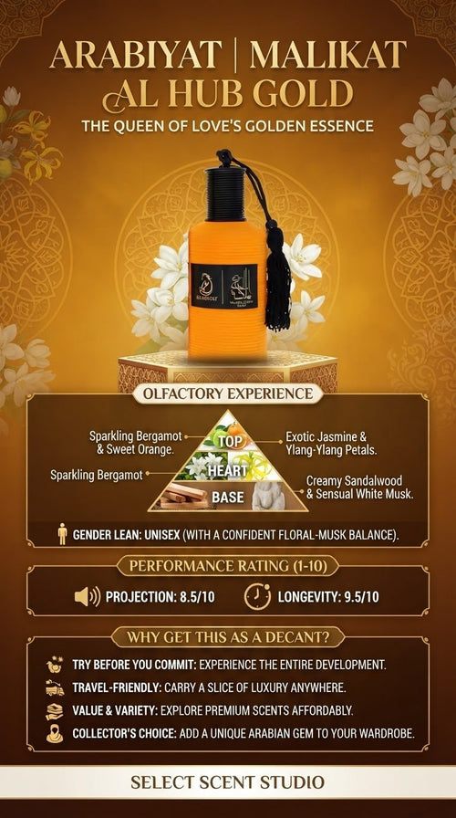 Arabiyat Malikat Al Hub Gold Perfume fragrance decant - Select Scent Studio