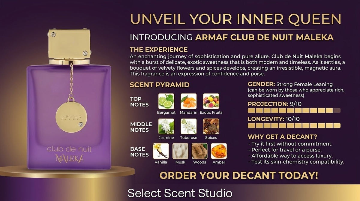 Armaf Club de Nuit Maleka - Decant fragrance decant - Select Scent Studio