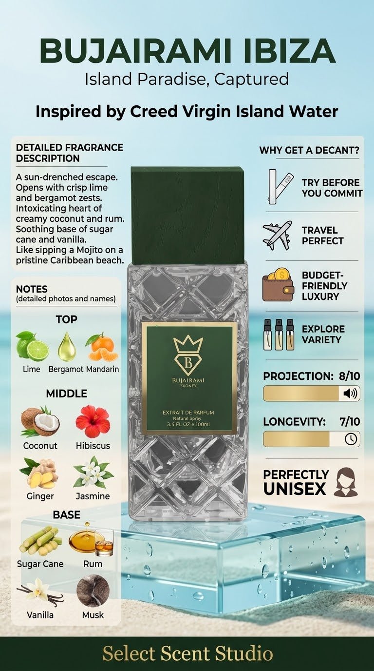 Bujairami - Ibiza (Inspired by Creed Virgin Island Water) - Decant fragrance decant - Select Scent Studio