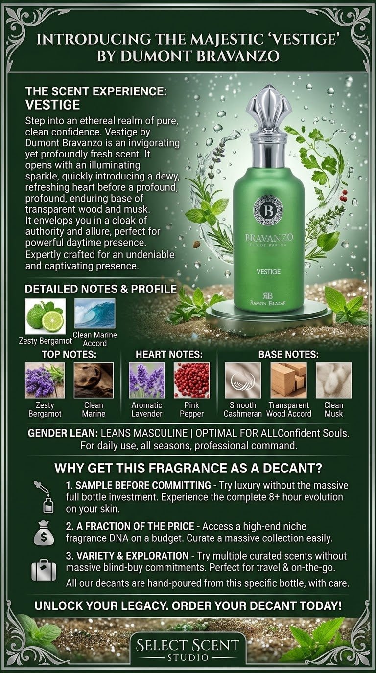 Dumont Bravanzo Vestige - Decant fragrance decant - Select Scent Studio