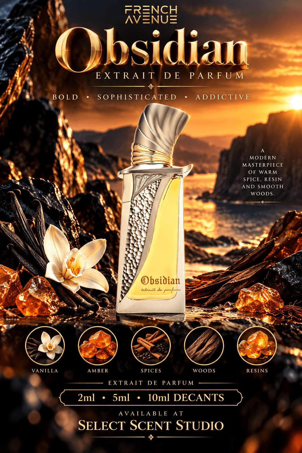 French Avenue Obsidian Extrait de Parfum – Fragrance Decant fragrance decant - Select Scent Studio