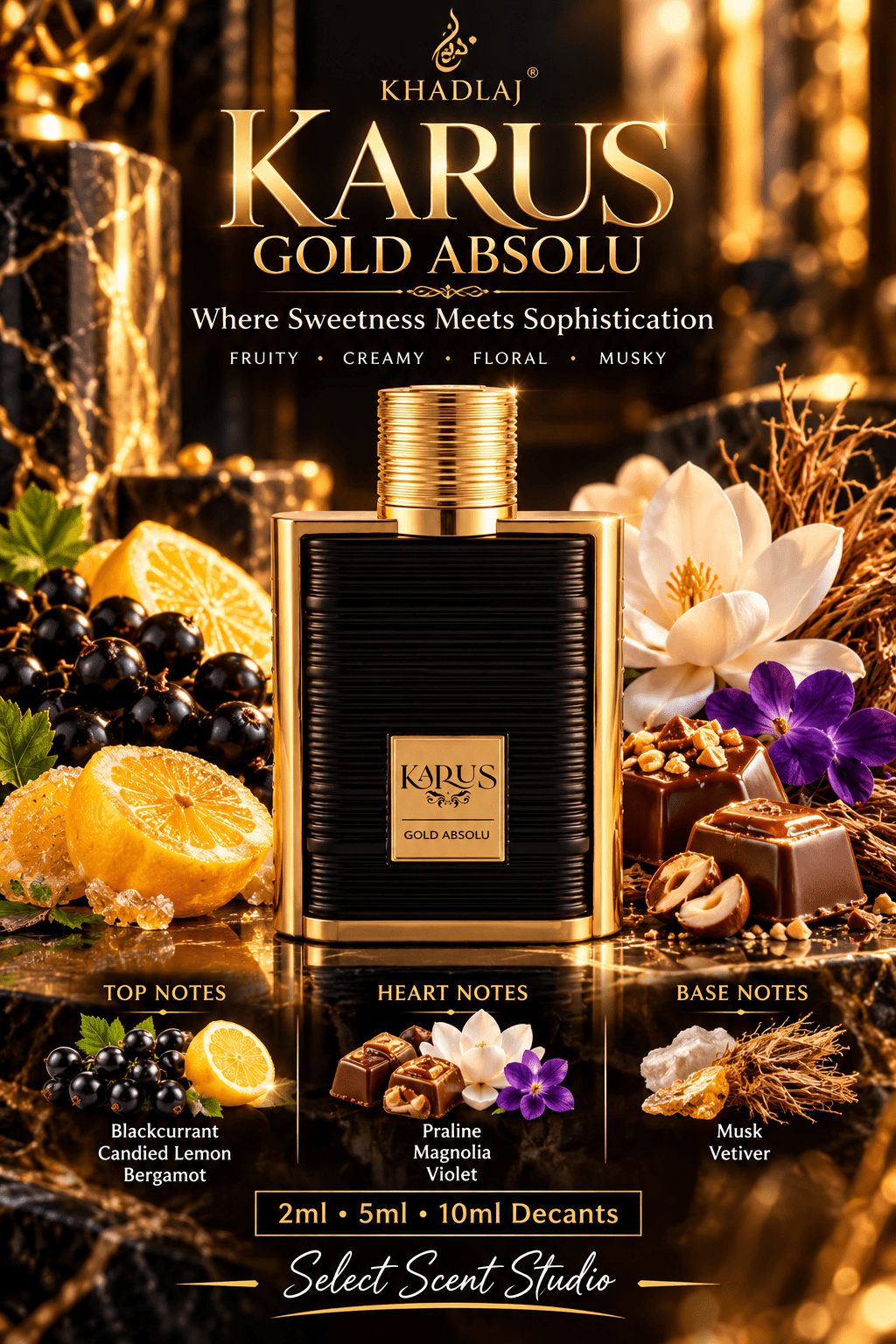 Khadlaj Karus Gold Absolu Eau de Parfum – Fragrance Decant fragrance decant - Select Scent Studio