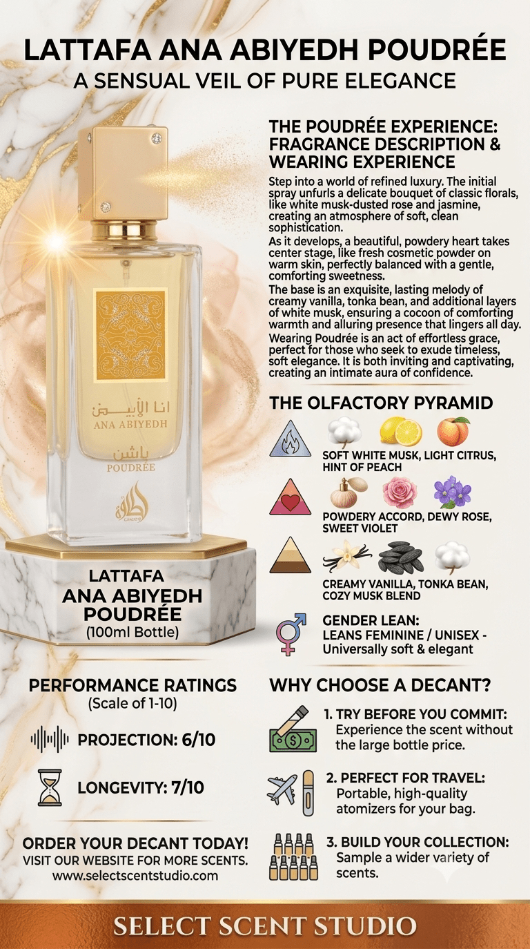 Lattafa Ana Abiyedh Poudree - 5ml decant fragrance decant - Select Scent Studio