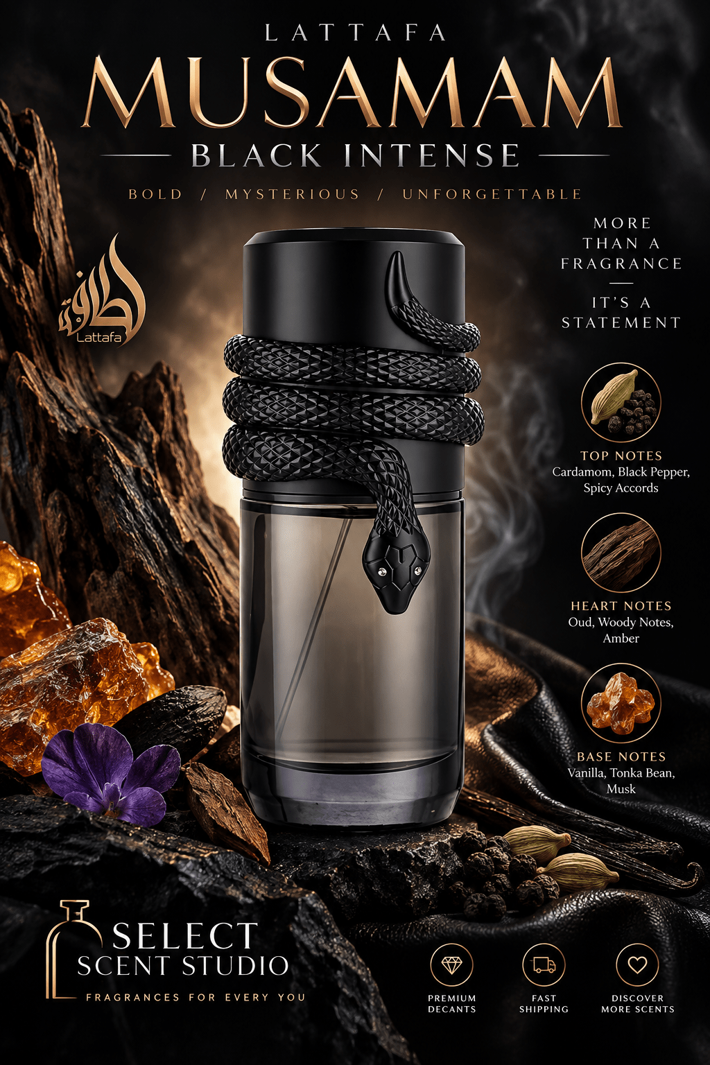 Lattafa Musamam Black Intense - Decant fragrance decant - Select Scent Studio