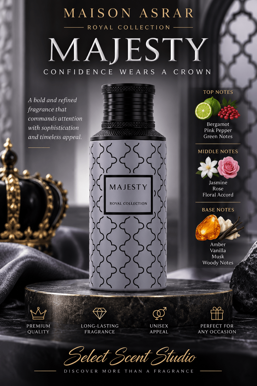 Maison Asrar Royal Collection Majesty - Decant fragrance decant - Select Scent Studio