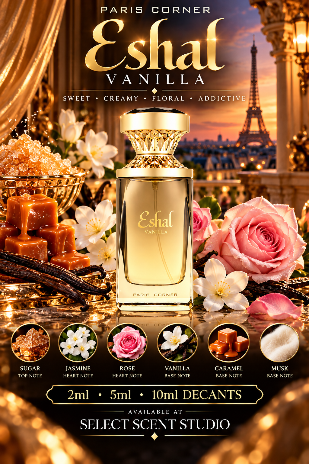Paris Corner Eshal Vanilla Eau de Parfum – Fragrance Decant fragrance decant - Select Scent Studio