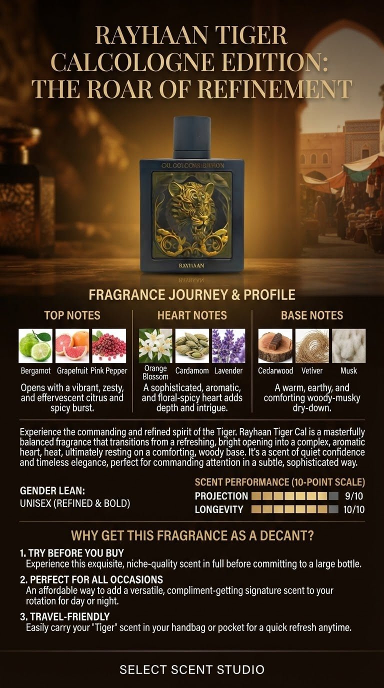 Rayhaan Tiger cal cologne edition - Decant fragrance decant - Select Scent Studio