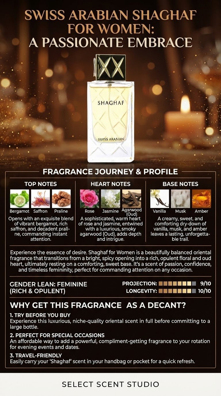 Swiss Arabian Shaghaf Pour Femme - Decant fragrance decant - Select Scent Studio