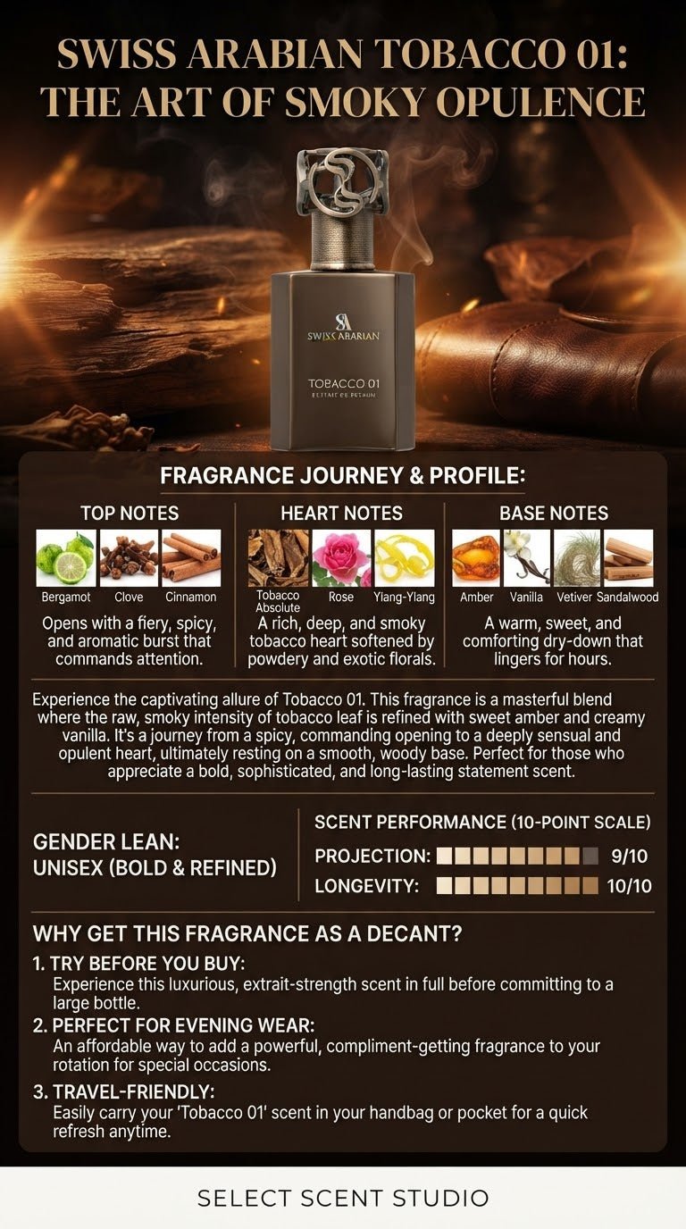 Swiss Arabian Tobacco 01 EDP - Decant fragrance decant - Select Scent Studio